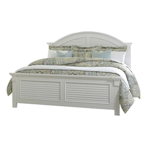 Bowery Hill Arched Crown Molding Farmhouse Wood King Panel Bed in Oyster White