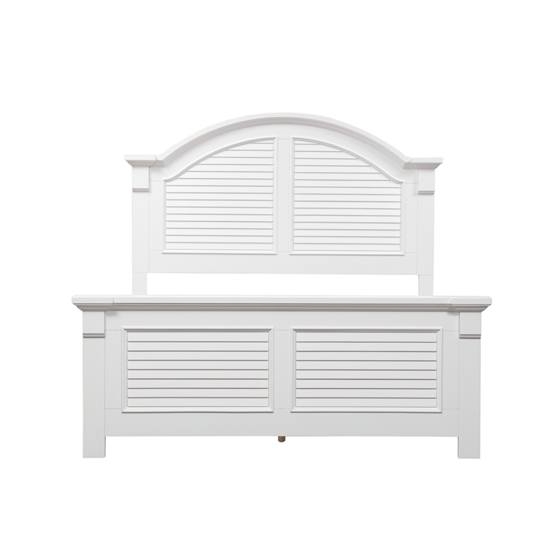 Bowery Hill Arched Crown Molding Farmhouse Wood King Panel Bed in Oyster White
