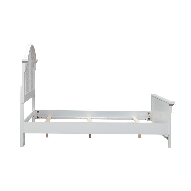 Bowery Hill Arched Crown Molding Farmhouse Wood King Panel Bed in Oyster White