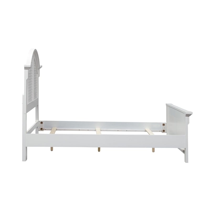 Bowery Hill Arched Crown Molding Farmhouse Wood Queen Panel Bed in Oyster White