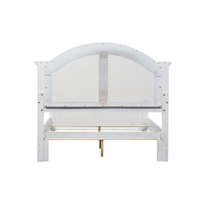 Bowery Hill Arched Crown Molding Farmhouse Wood Queen Panel Bed in Oyster White