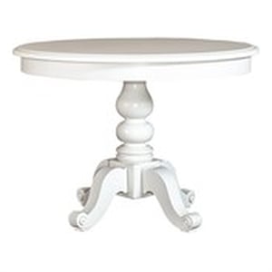 Bowery Hill Wood Round Pedestal Dining Table in White