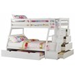 Bowery Hill Contemporary Wood Twin over Full Bunk Bed w/ Ladder in White