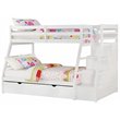 Bowery Hill Contemporary Wood Twin over Full Bunk Bed w/ Ladder in White