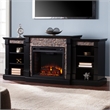 Bowery Hill Faux Stone Electric Fireplace in Black