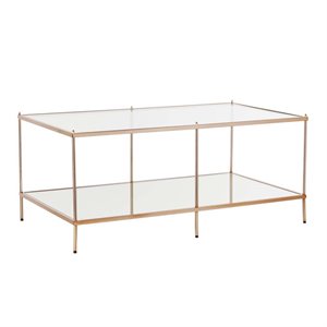 Bowery Hill Glass Top Coffee Table in Gold