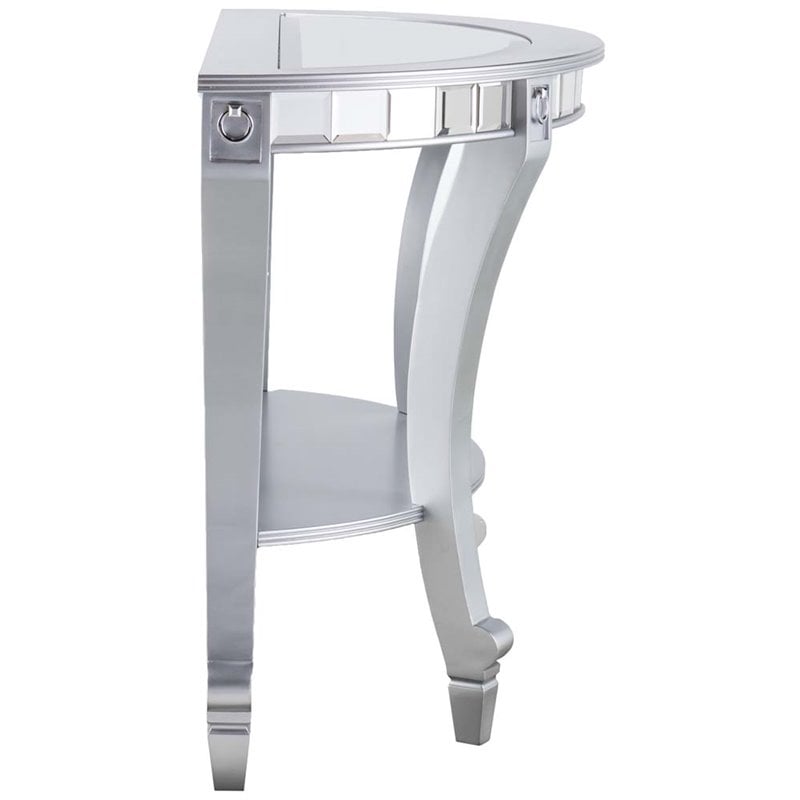 Bowery Hill Glam Demilune Mirrored Console Table