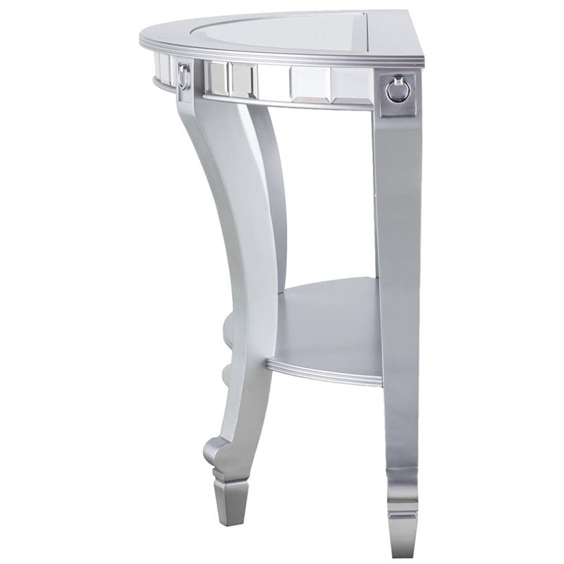 Bowery Hill Glam Demilune Mirrored Console Table