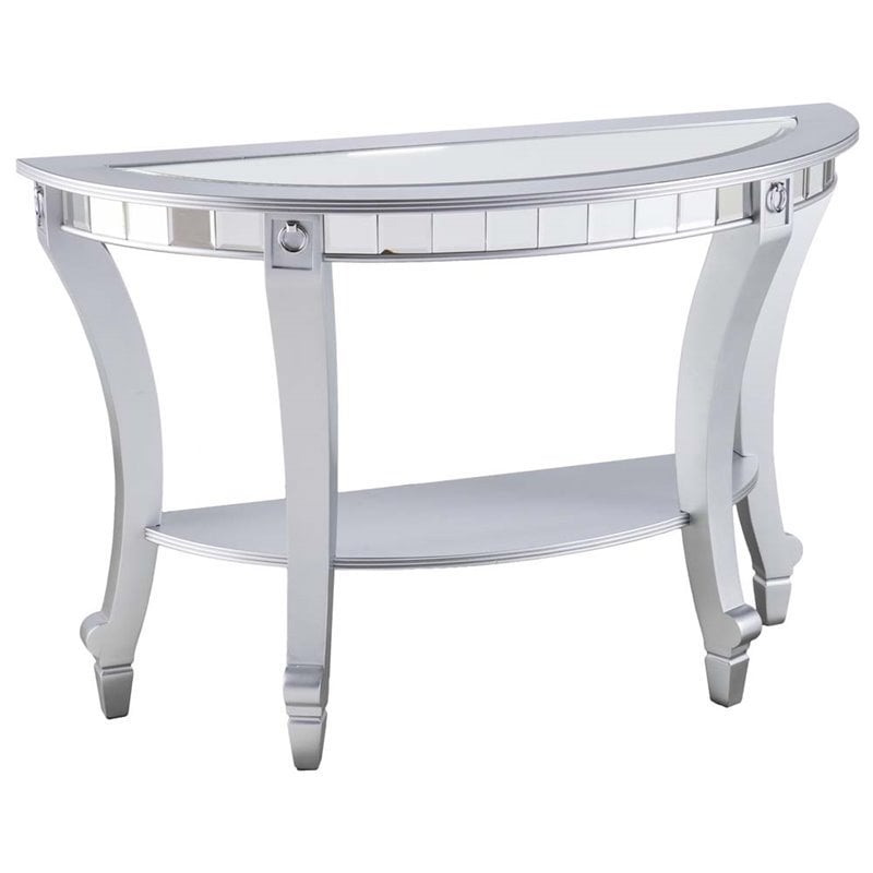 Bowery Hill Glam Demilune Mirrored Console Table