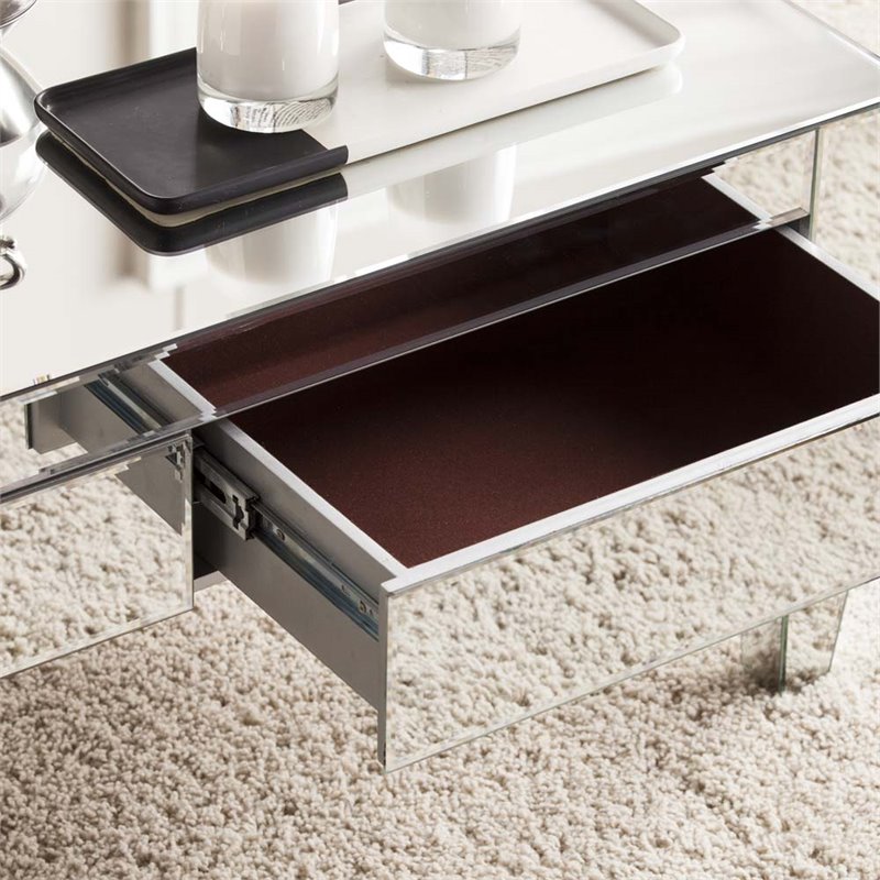 Bowery Hill Contemporary Mirrored Storage Coffee Table