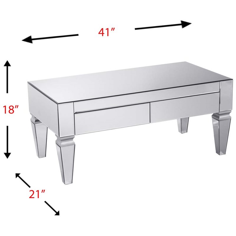 Bowery Hill Contemporary Mirrored Storage Coffee Table