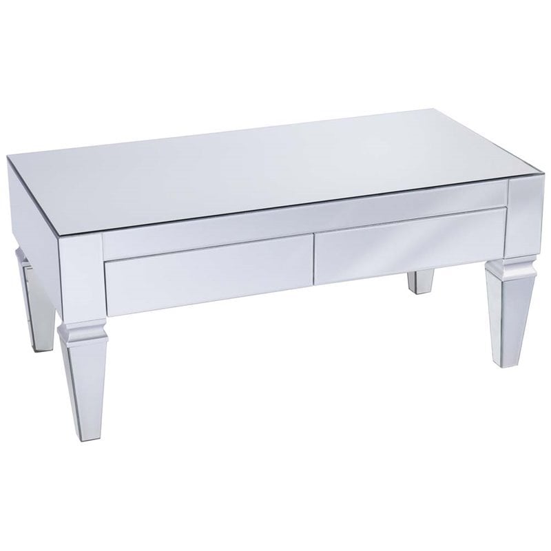 Bowery Hill Contemporary Mirrored Storage Coffee Table