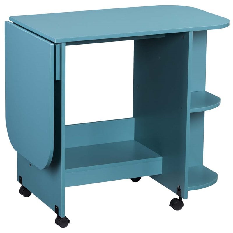 Bowery Hill Mobile Sewing and Craft Table in Turquoise