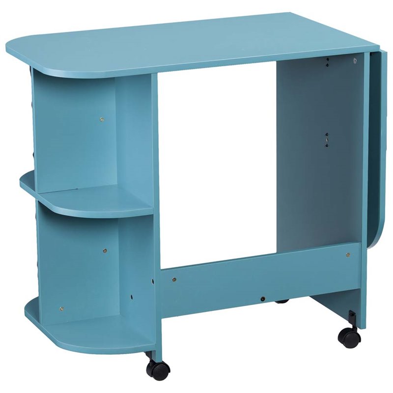 Bowery Hill Mobile Sewing and Craft Table in Turquoise