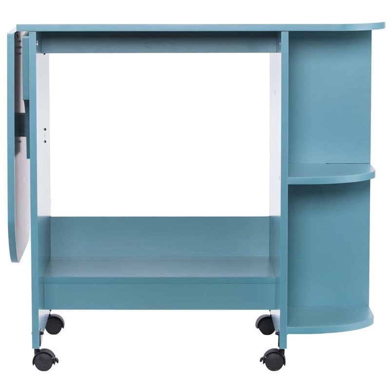 Bowery Hill Mobile Sewing and Craft Table in Turquoise