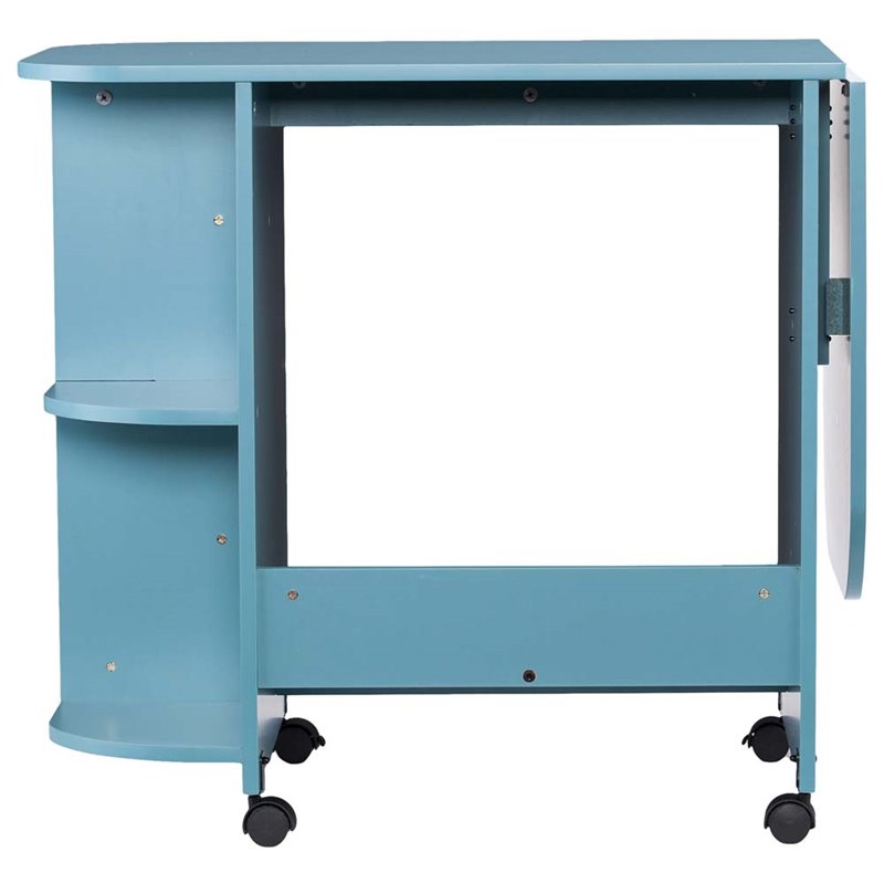 Bowery Hill Mobile Sewing and Craft Table in Turquoise