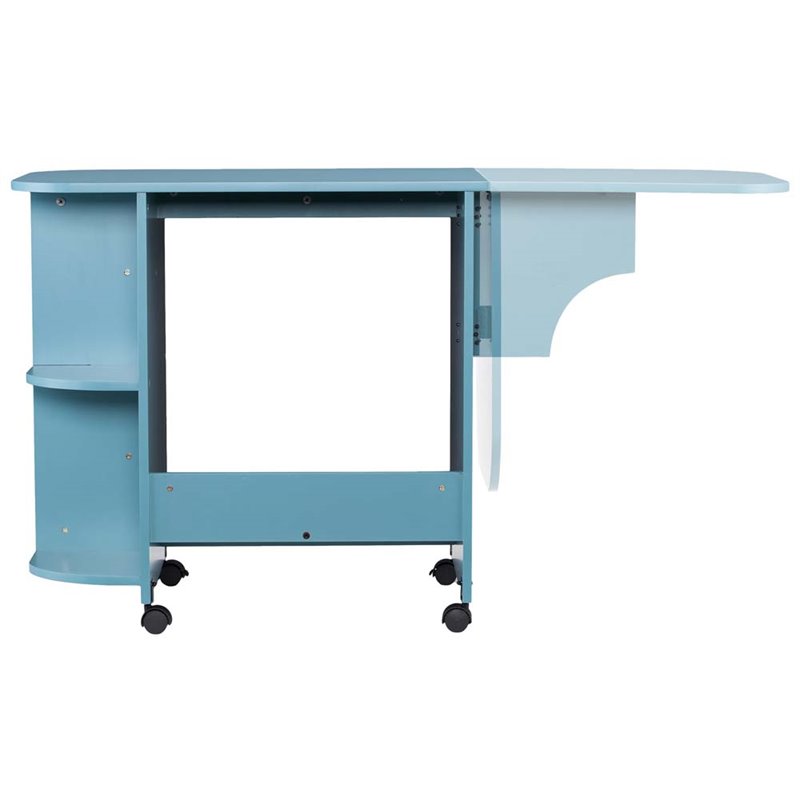 Bowery Hill Mobile Sewing and Craft Table in Turquoise