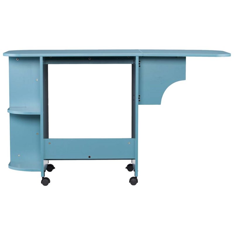Bowery Hill Mobile Sewing and Craft Table in Turquoise