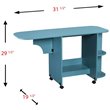 Bowery Hill Mobile Sewing and Craft Table in Turquoise