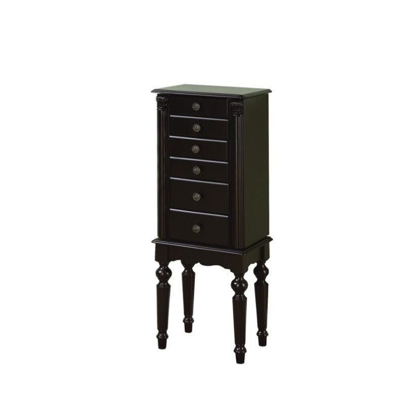 Bowery Hill Ebony Jewelry Armoire in Distressed Ebony Black