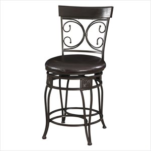 Bowery Hill Metal Bar Stool Chair in Bronze With Rotating Round Seat & Footrest