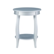 Bowery Hill Round Contemporary Wood End Table with Shelf in Silver