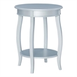 Bowery Hill Round Contemporary Wood End Table with Shelf in Silver