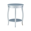 Bowery Hill Round Contemporary Wood End Table with Shelf in Silver