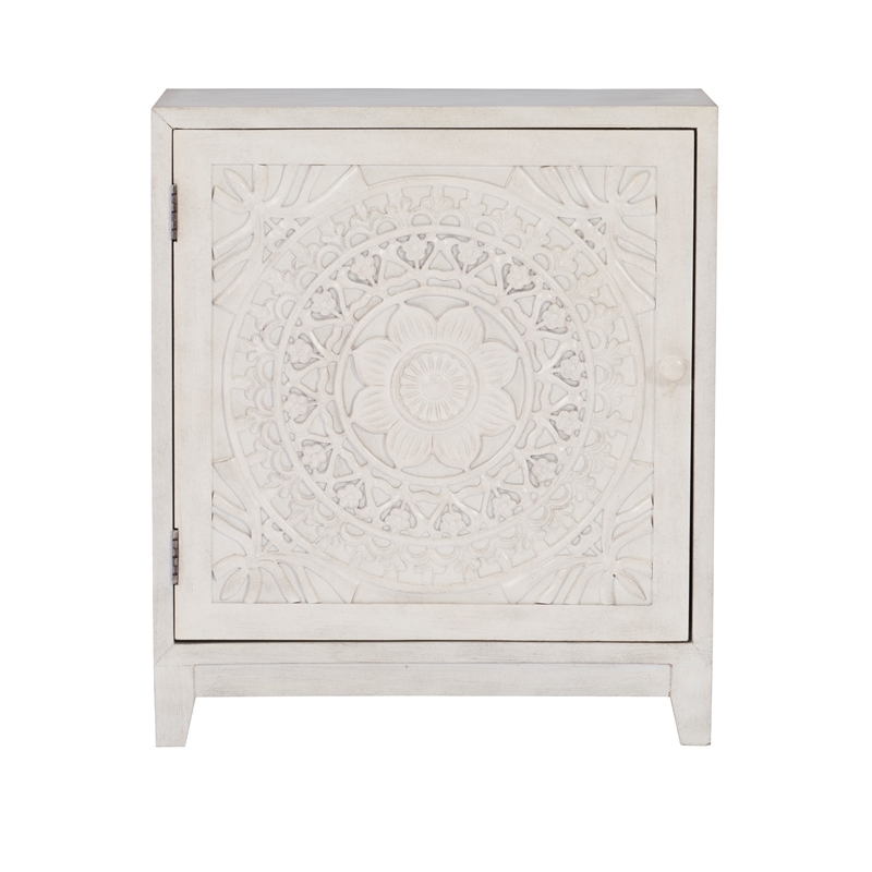 Bowery Hill 1-Door Transitional Wood Storage Accent Cabinet in Smokey Off White