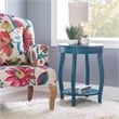 Bowery Hill Round Contemporary Wood End Table with Shelf in Blue