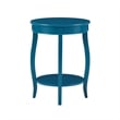Bowery Hill Round Contemporary Wood End Table with Shelf in Blue