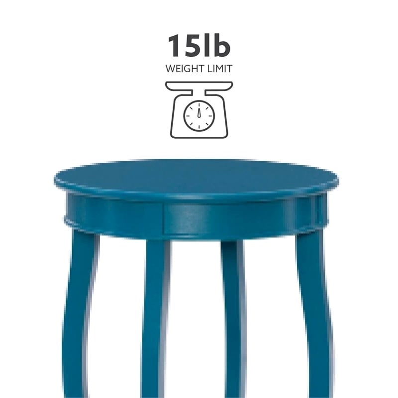 Bowery Hill Round Contemporary Wood End Table with Shelf in Blue