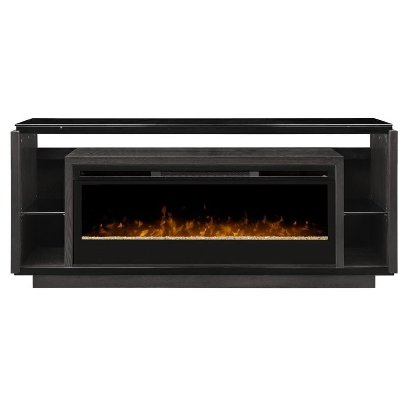 Bowery Hill Glass Ember Bed Electric Fireplace Tv Stand In Smoke Bowery Hill Glass Ember Bed Electric Fireplace Tv Stand In Smoke