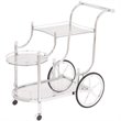 Bowery Hill Glass Top Serving Cart with Finials in Chrome