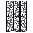 Bowery Hill 3 Panel Contemporary Wood Intricate Mosaic Room Divider in Black
