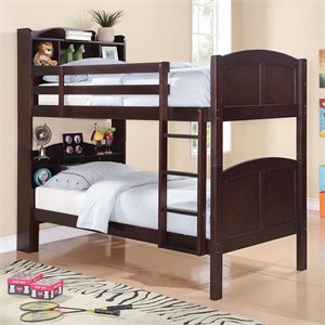 bowery hill twin over twin bunk bed in cappuccino