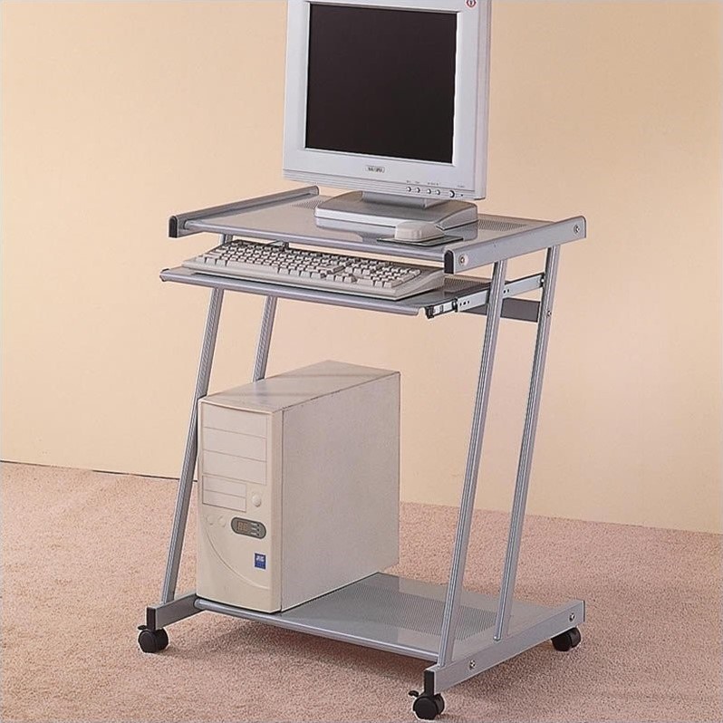 Bowery Hill Desks Contemporary Computer Desk Cart With Keyboard Tray Bowery Hill Desks Contemporary Computer Desk Cart With Keyboard Tray