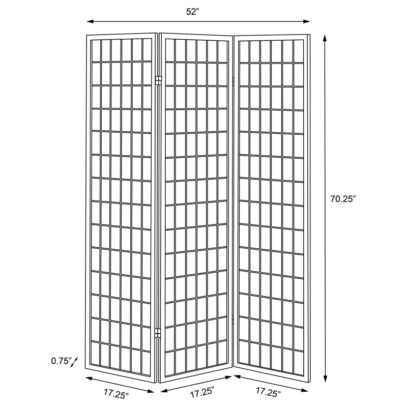 Bowery Hill 3 Panel Room Divider in Black and White