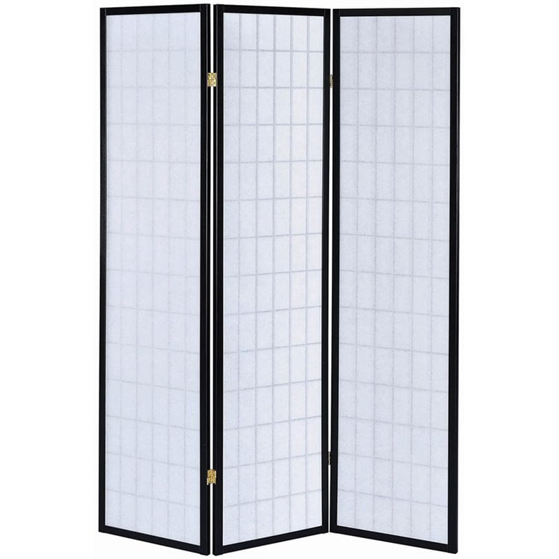 Bowery Hill 3 Panel Room Divider in Black and White