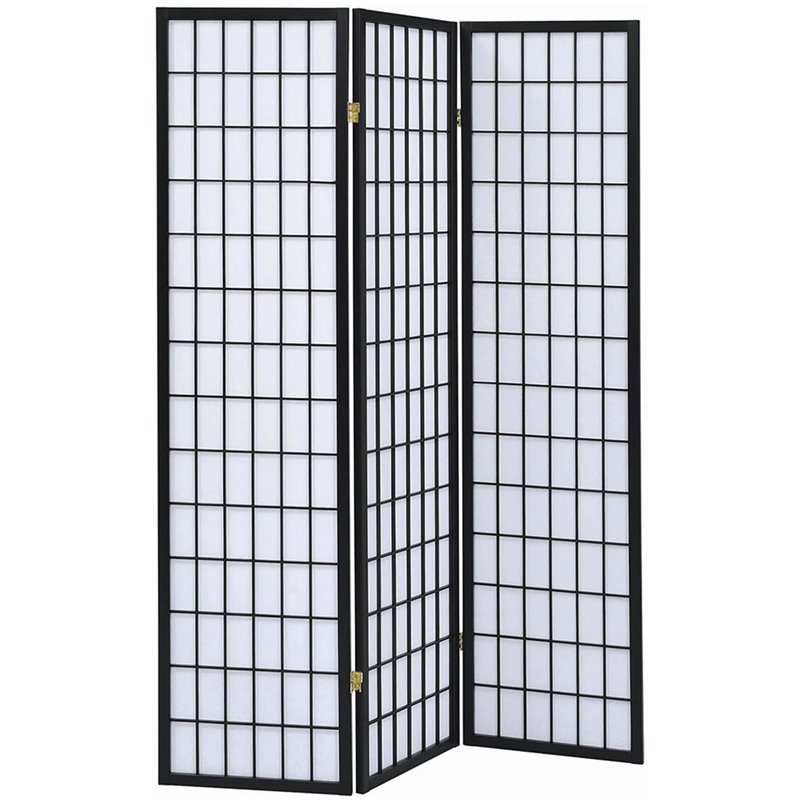 Bowery Hill 3 Panel Room Divider in Black and White