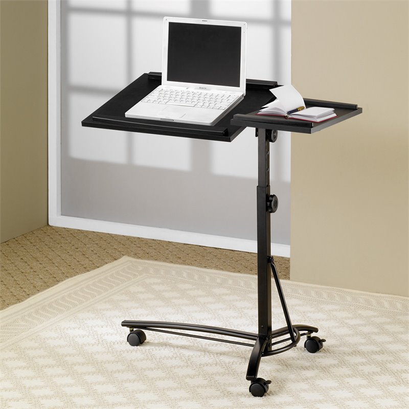 Bowery Hill Desks Adjule Mobile Laptop Stand In Black Bh 364956 Bowery Hill Desks Adjule Mobile Laptop Stand In Black