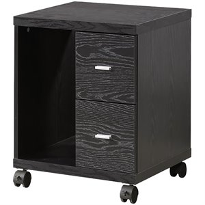 bowery hill 2 drawer printer stand in black oak and silver