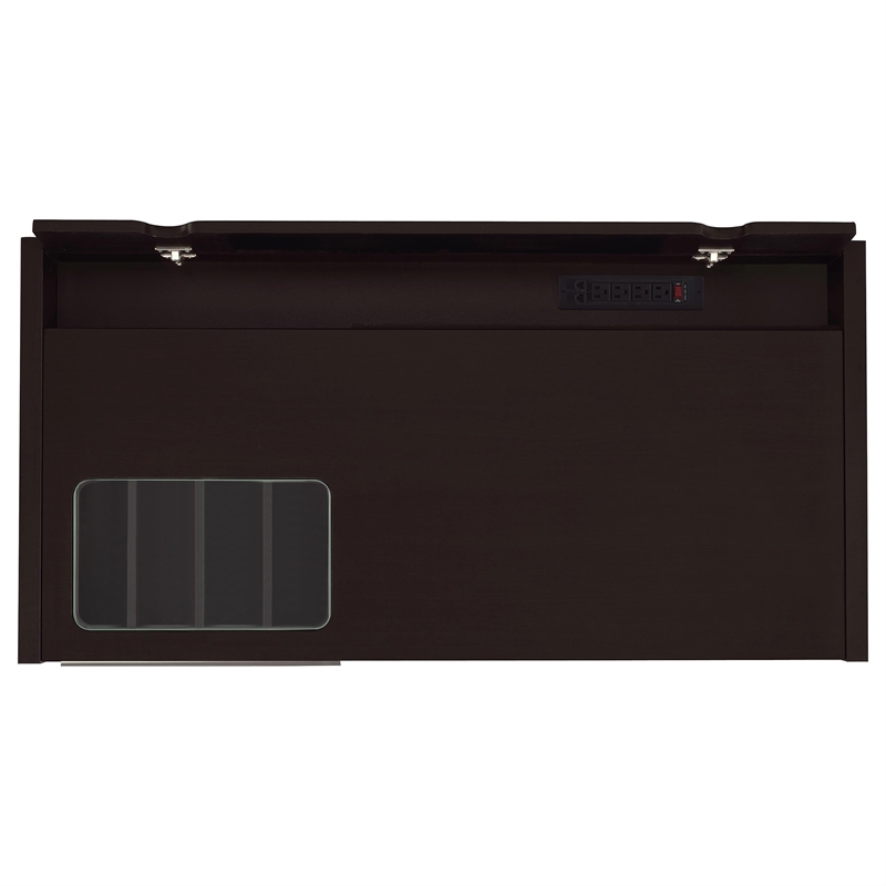 Bowery Hill Contemporary Wood Computer Desk with Charging Station in Cappuccino