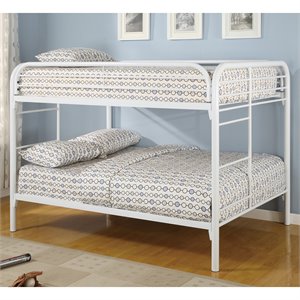 bowery hill metal full over full bunk bed in white