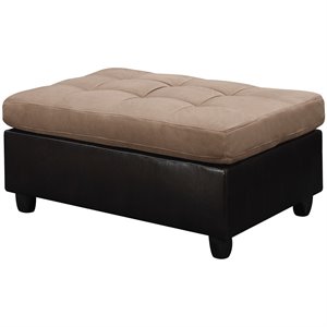 bowery hill faux leather ottoman in tan and chocolate
