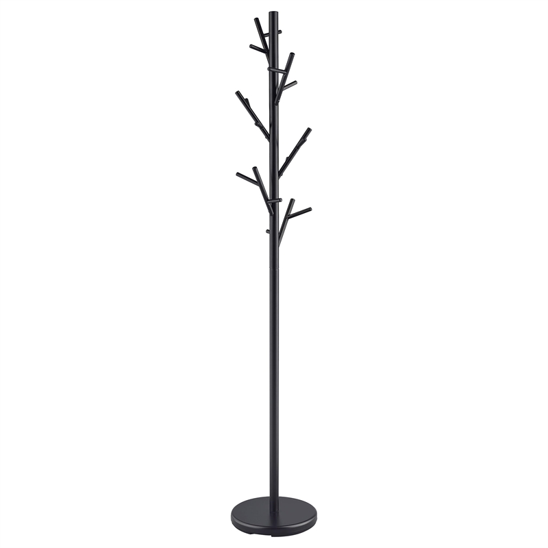 Bowery Hill Contemporary Round Base Coat Rack in Black
