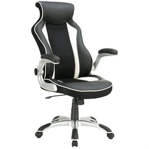 bowery hill ergonomic faux leather swivel office chair in black