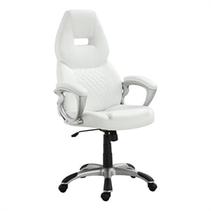 bowery hill contemporary faux leather swivel ergonomic office chair in white