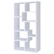 Bowery Hill Engineered Wood Asymmetrical 8-Shelves Bookcase in White