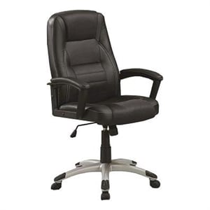 bowery hill modern ergonomic faux leather/metal swivel office chair in black